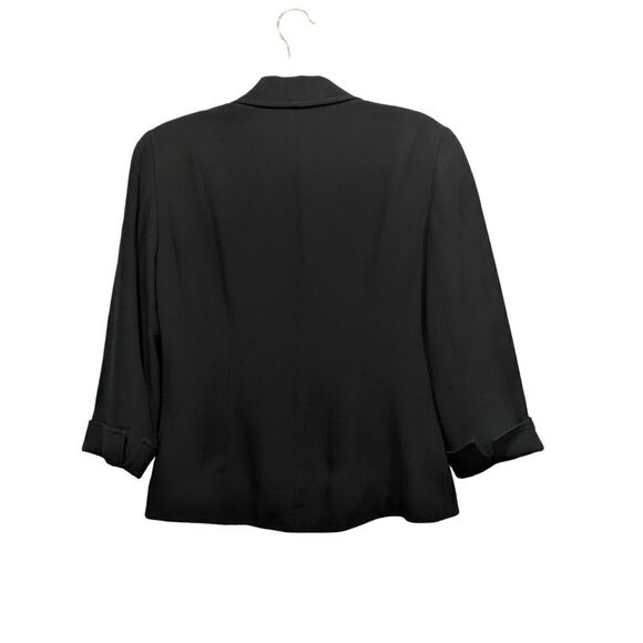 Lafayette 148 New York Black 3/4 Fold Up Sleeve Button Front Collared Blazer, 4 - Picture 5 of 9